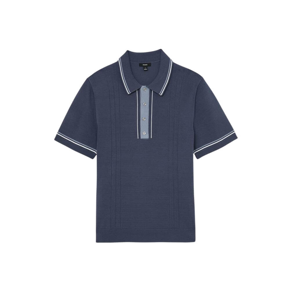 REISS Rothwell Tipped Half-Button Knitted Polo Shirt